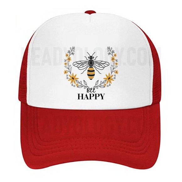 Be Happy Hats Bee Happy Baseball Hats With Bee Inside Flower Enjoying Nectar - Picture 5 of 16